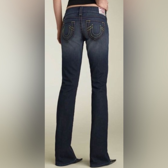 Vintage TRUE RELIGION Womens Straight Flare Leg Jeans Gina Y2K Italy Size 27 - Picture 1 of 14